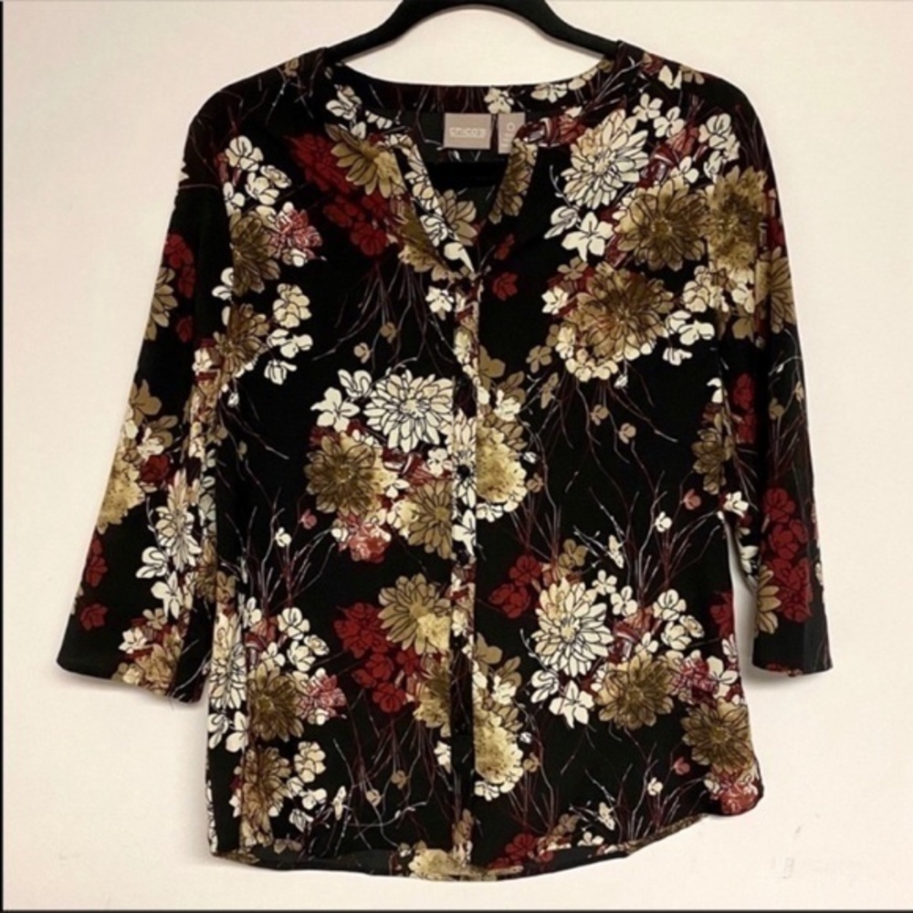 NEW Chico’s Black Flowy Floral Blouse
